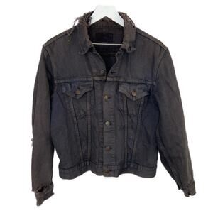 Levi's Distressed Dark Denim Pretenders Patch Jean Jacket - Women's Size Large